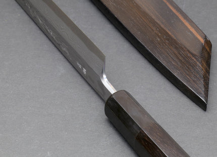 Yoshihiro Suminagashi Blue Steel #1 Yanagi Kiritsuke Sushi Sashimi Japanese Knife Ebony Handle with Ebony Saya