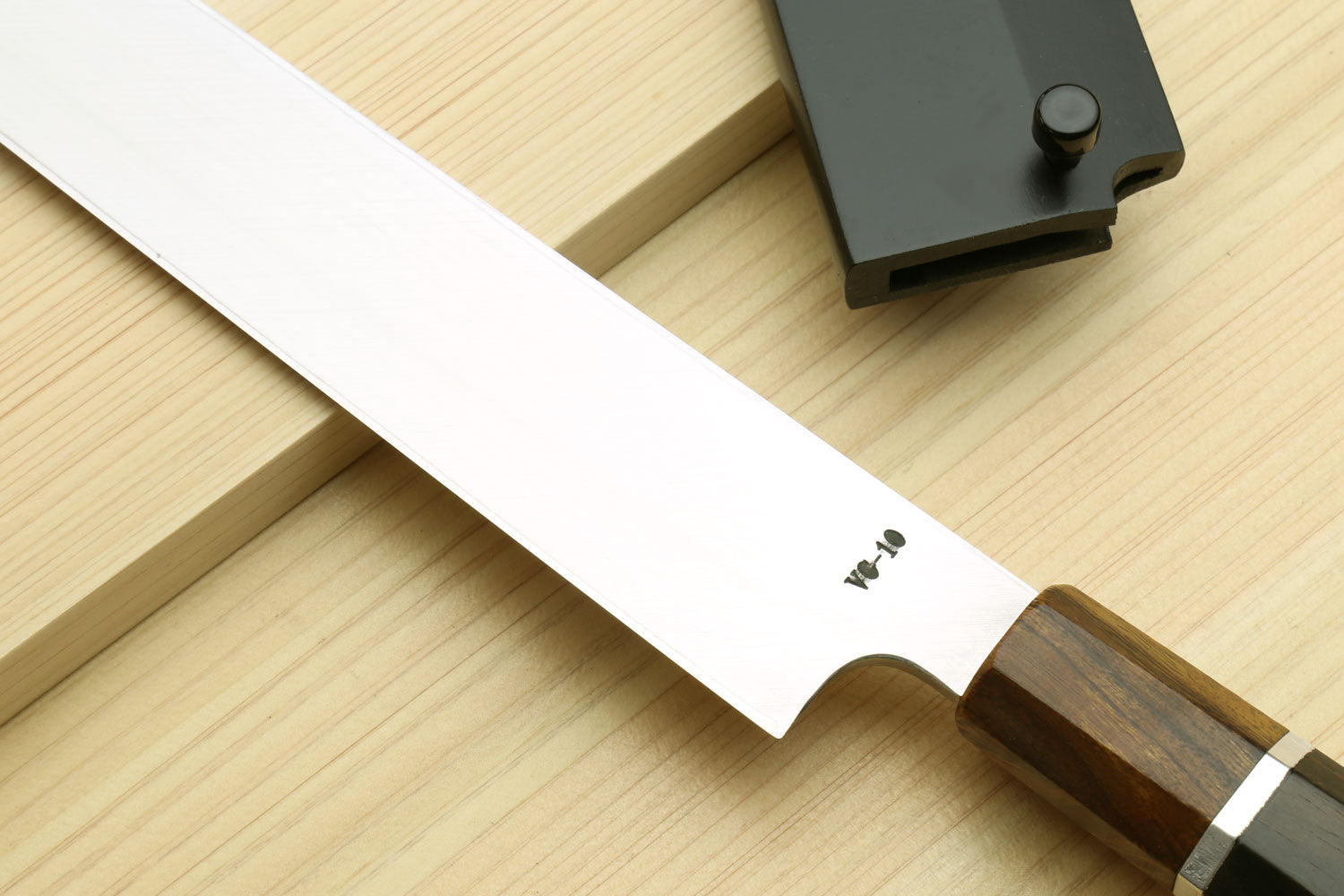 Yoshihiro SVG-10 Semi-Stainless Steel Mirror Finished Yanagi Sushi Sashimi Japanese Knife Ebony Handle with Sterling Silver Ring