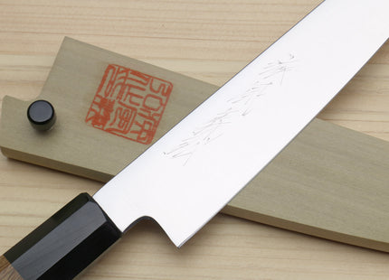 Yoshihiro VG-1 Gold Stainless Steel Petty Japanese Utility Knife Ambrosia Handle with Saya Cover