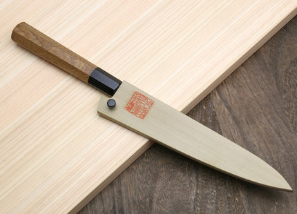 Yoshihiro VG-1 Gold Stainless Steel Petty Japanese Utility Knife Ambrosia Handle with Saya Cover