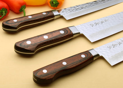 Yoshihiro VG-10 16 Layer Damascus Knife 6PC Set (2 Gyuto, Petty, Sujihiki, Santoku, Nakiri)