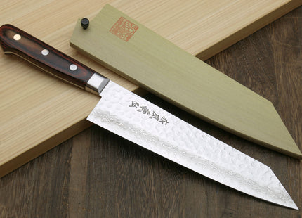 Yoshihiro VG-10 16 Layer Hammered Damascus Stainless Steel Kiritsuke Multipurpose knife 8.25"