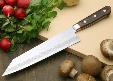 Yoshihiro VG-10 16 Layer Hammered Damascus Stainless Steel Kiritsuke Multipurpose knife 8.25"