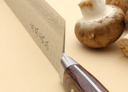 Yoshihiro VG-10 16 Layer Hammered Damascus Stainless Steel Kiritsuke Multipurpose knife 8.25"