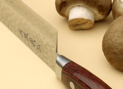 Yoshihiro VG-10 16 Layer Hammered Damascus Stainless Steel Nakiri Vegetable Knife 6.5" (165mm)