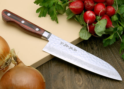 Yoshihiro VG-10 16 Layer Hammered Damascus Stainless Steel Santoku Chef knife