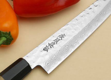 Yoshihiro VG-10 46 Layers Damascus Petty Utility Japanese Chef Knife (6" (150mm)) (Ambrosia Handle)