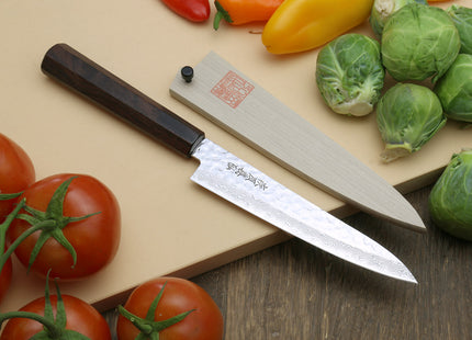 Yoshihiro VG-10 46 Layers Damascus Petty Utility Japanese Chef Knife (6" (150mm)) (Rosewood Handle)