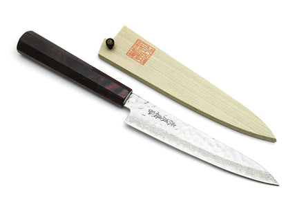 Yoshihiro VG-10 46 Layers Damascus Petty Utility Japanese Chef Knife (6" (150mm)) (Rosewood Handle)
