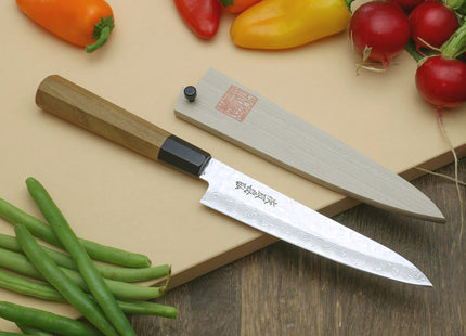 Yoshihiro VG-10 46 Layers Hammered Damascus Gyuto (210mm/240mm) Petty (150mm) Ambrosia Handle Chefs Knife Set