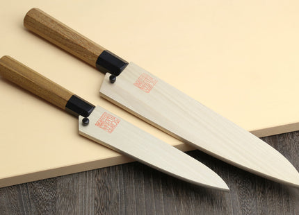 Yoshihiro VG-10 46 Layers Hammered Damascus Gyuto (210mm/240mm) Petty (150mm) Ambrosia Handle Chefs Knife Set
