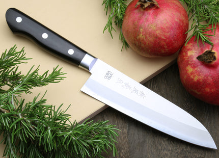 Yoshihiro VG-10 Gold Stainless Steel Santoku Multipurpose Chef Knife 7" (180mm)