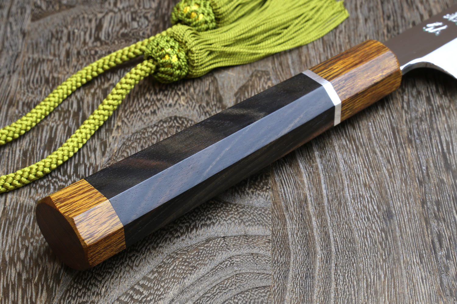 Yoshihiro VG-10 Stainless Steel Mirror Finished Yanagi Kiritsuke Sushi Sashimi Japanese Knife with Ebony Handle Sterling Silver Ring and  Nuri Saya Cover